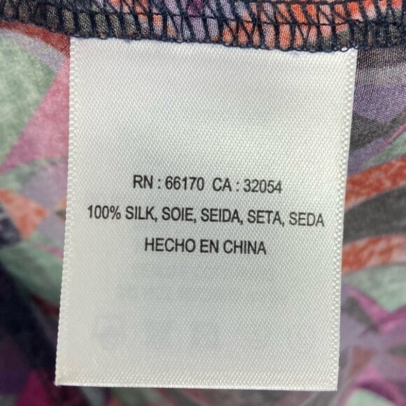 Anthropologie Kachel 100% Silk Diamond Shift Dress Size 12 Short Sleeves Boho - Picture 7 of 10